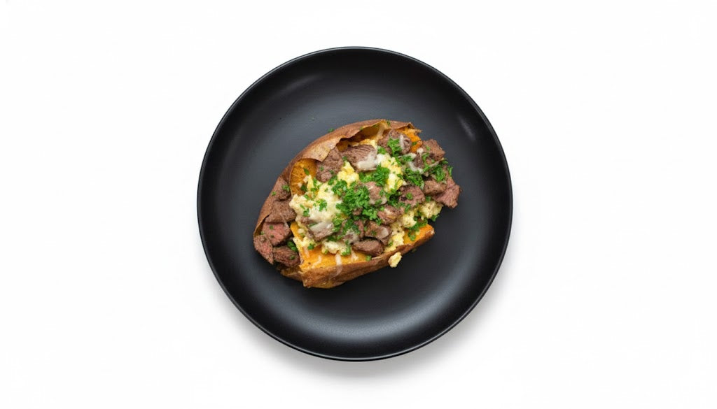 SWEET POTATO, STEAK AND EGGS